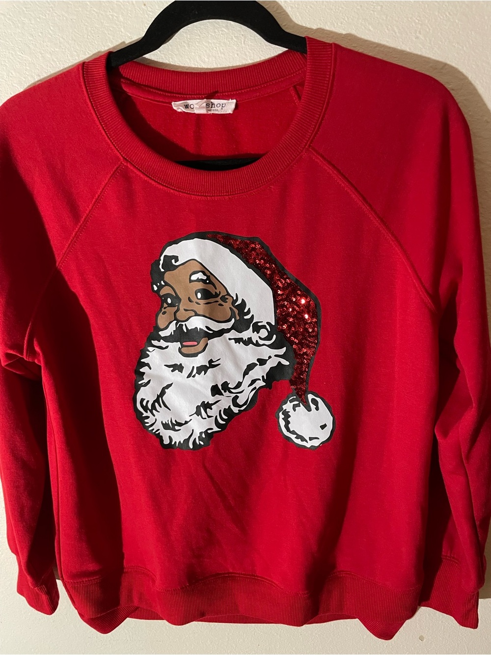 Workshop Santa Sequin Sweatshirt in Red Size Small Like New